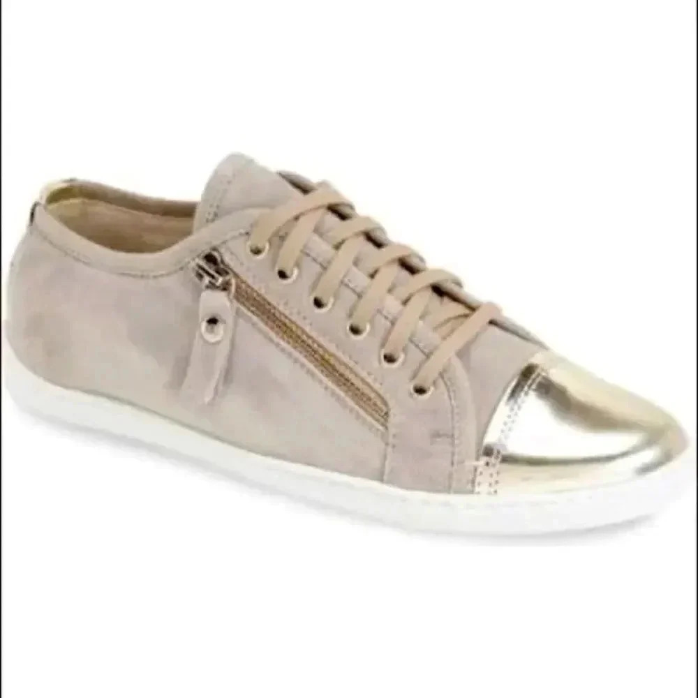 AGL Attilio Giusti Metallic Cap Toe Suede Sneakers